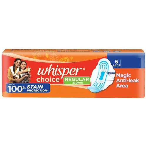 WHISPER CHOICE SANITARY PADS REGULAR (6 PADS)
