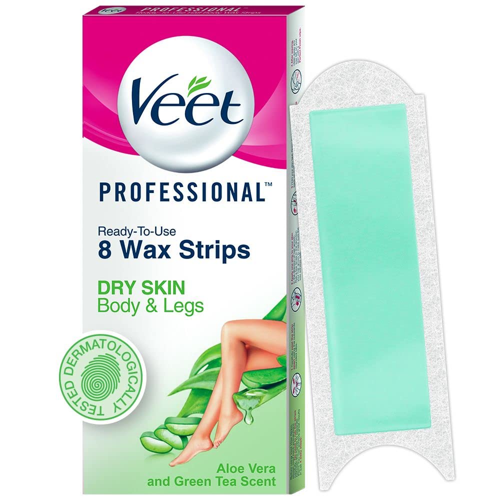 Veet/ Professional Ready-To-Used Half Body Wax Strip Alovera& Green Tea Scent(8 4x2)