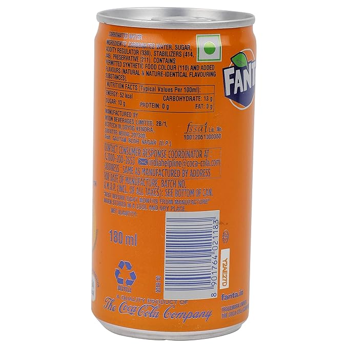 Fanta/ Orange Flavoured Coldrink Can (180ml)