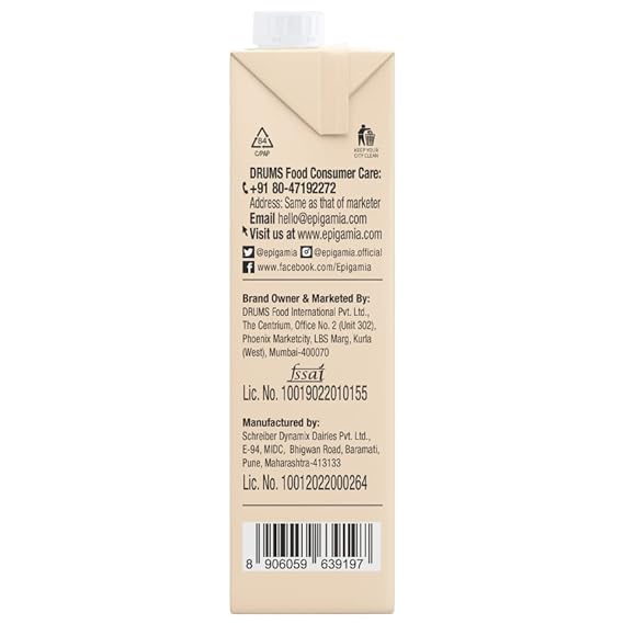 Epigamia/ Almond Beverage Unsweetened Milk/ Dairy Free(1ltr)