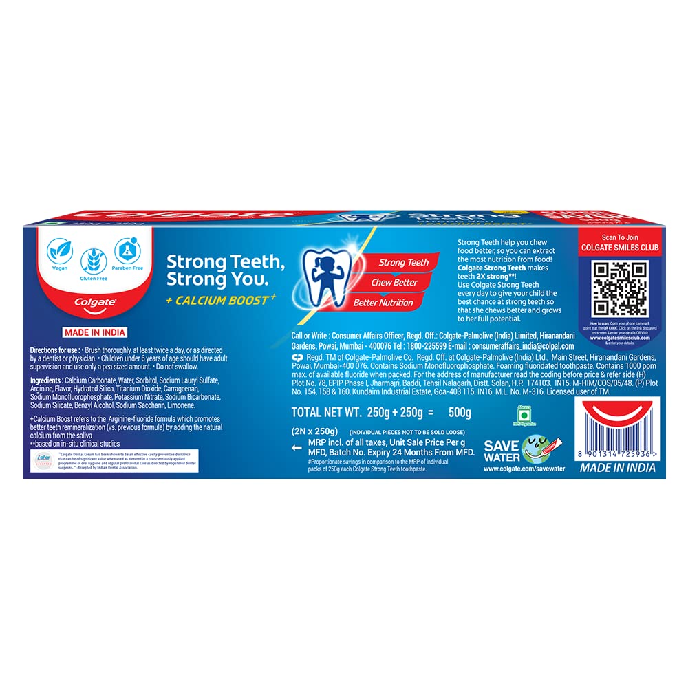Colgate/ Strong Teeth Strong You + Calcium Boost/ Super Saver (250gm X 2)
