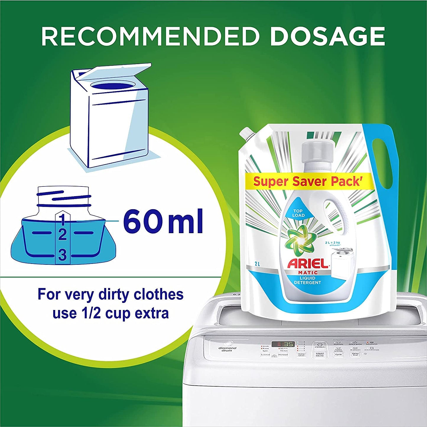 Ariel/ Top Load/ Matic Liquid Detergent(2Lt)(Pouch)