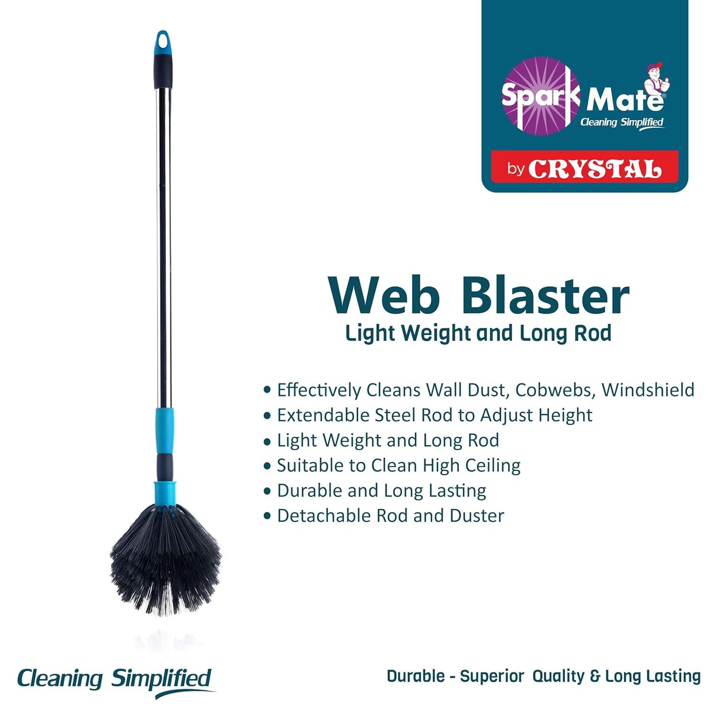 Spark Mate/ Web Blasted (1n) - by Crystal with Extendable Stainless Steel Handle