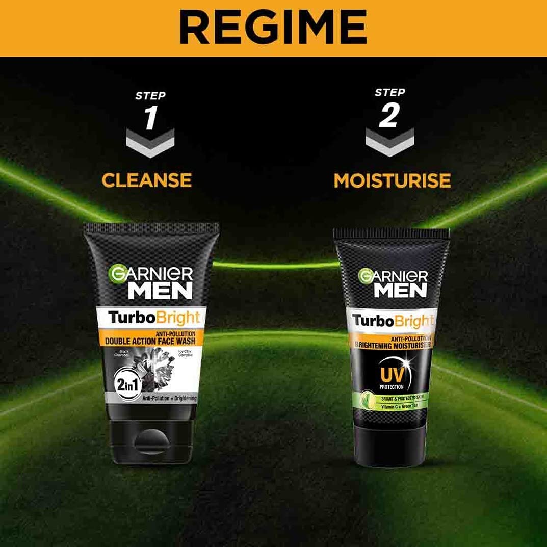 Garnier Men/ TurboBright/ Anti-Pollution Brightening Moisturiser With UV Protection (20gm)