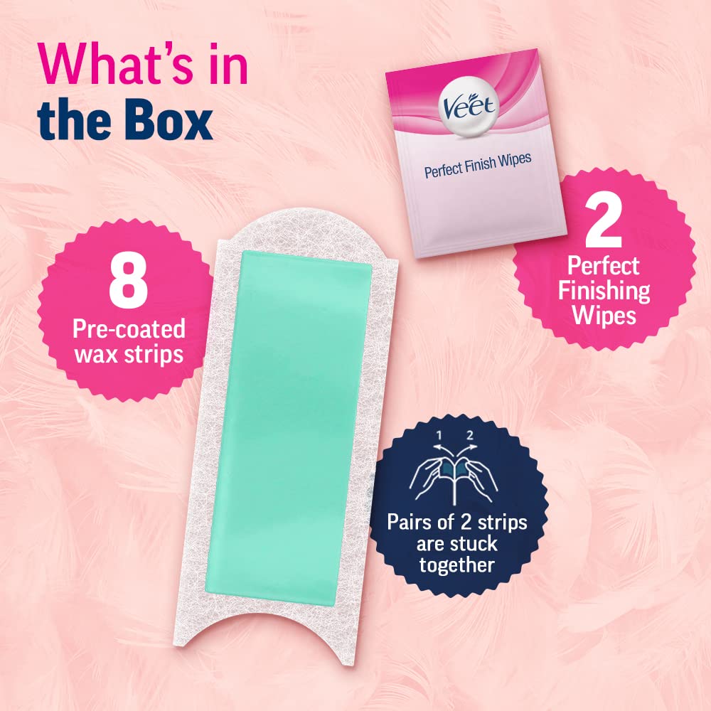 Veet/ Professional Ready-To-Used Half Body Wax Strip Alovera& Green Tea Scent(8 4x2)