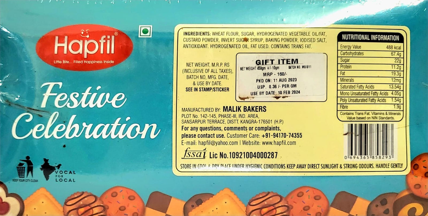HAPFIL/ FESTIVE CELEBRATION/ HOMEMADE COOKIES/ PACK OF 2(450gm)