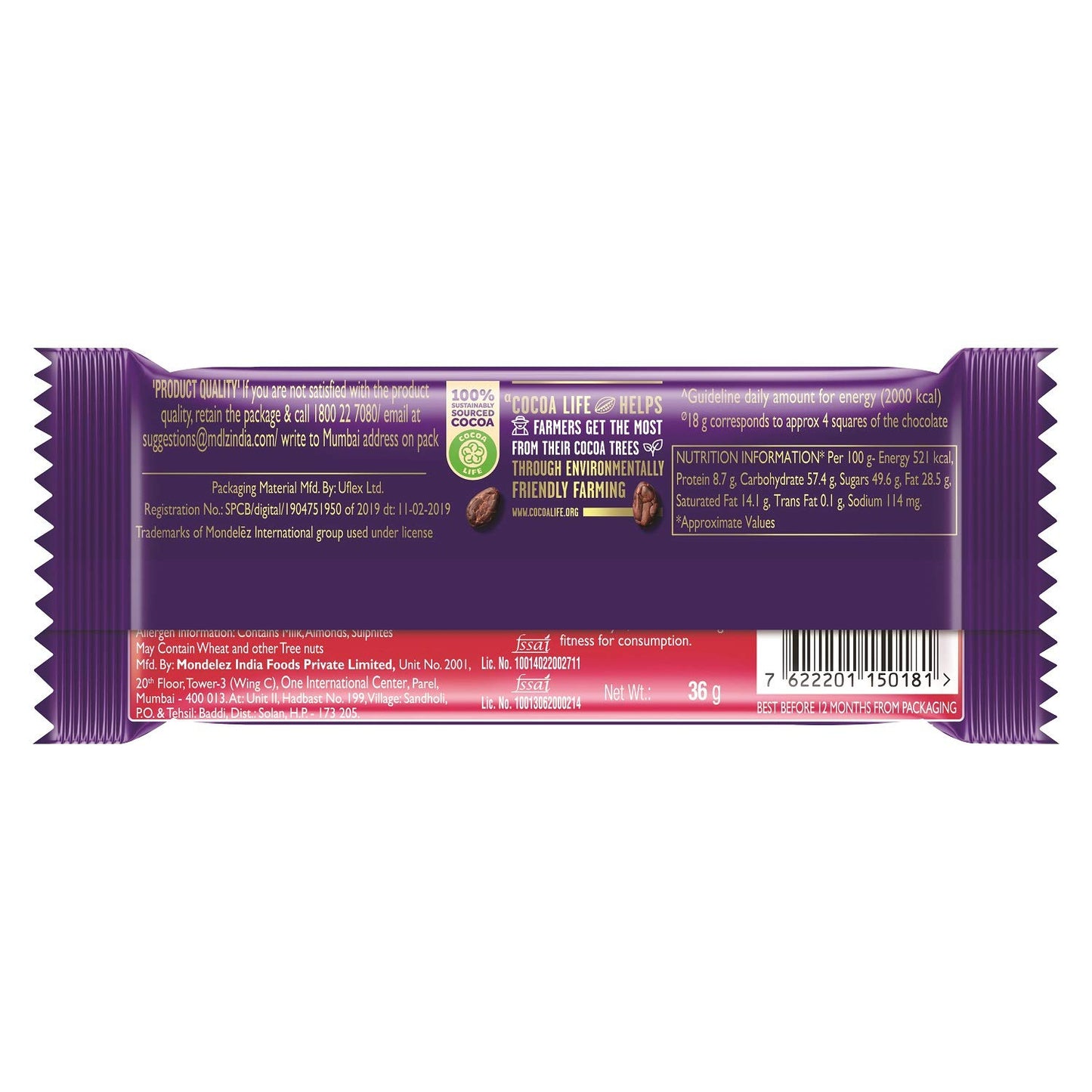 CADBURY DAIRY MILK FRUIT & NUT CHOCOLATE (36gm)