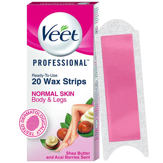 VEET / PROFESSIONAL 20 FULL BODY WAX STRIPS/ WITH SHEA BUTTER AND ACAI BERRIES SCENT