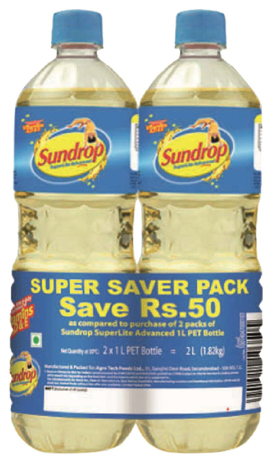 SUNDROP/  REFINED SUNFLOWER OIL/ SUPER SAVER PACK(2x1lt)/ SAVE Rs.50