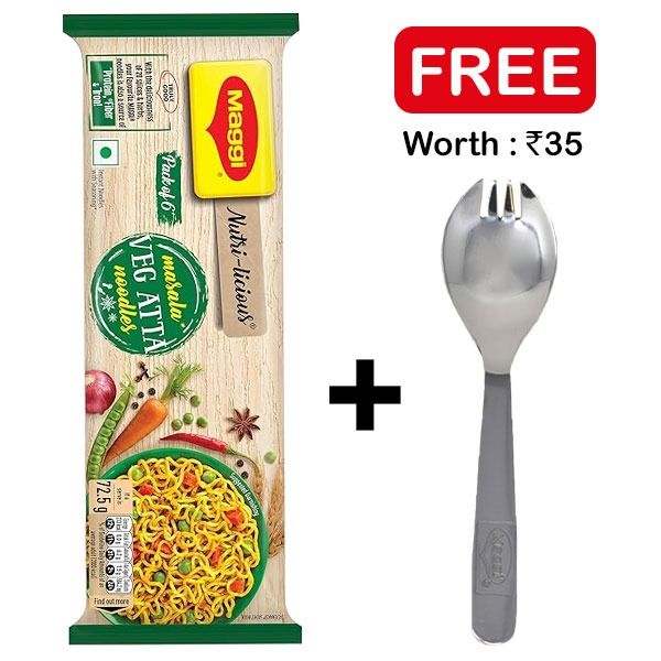 Maggi/ Masala Veg Atta Noodles(Pack Of 4) (Free Spork Worth Rs.35)
