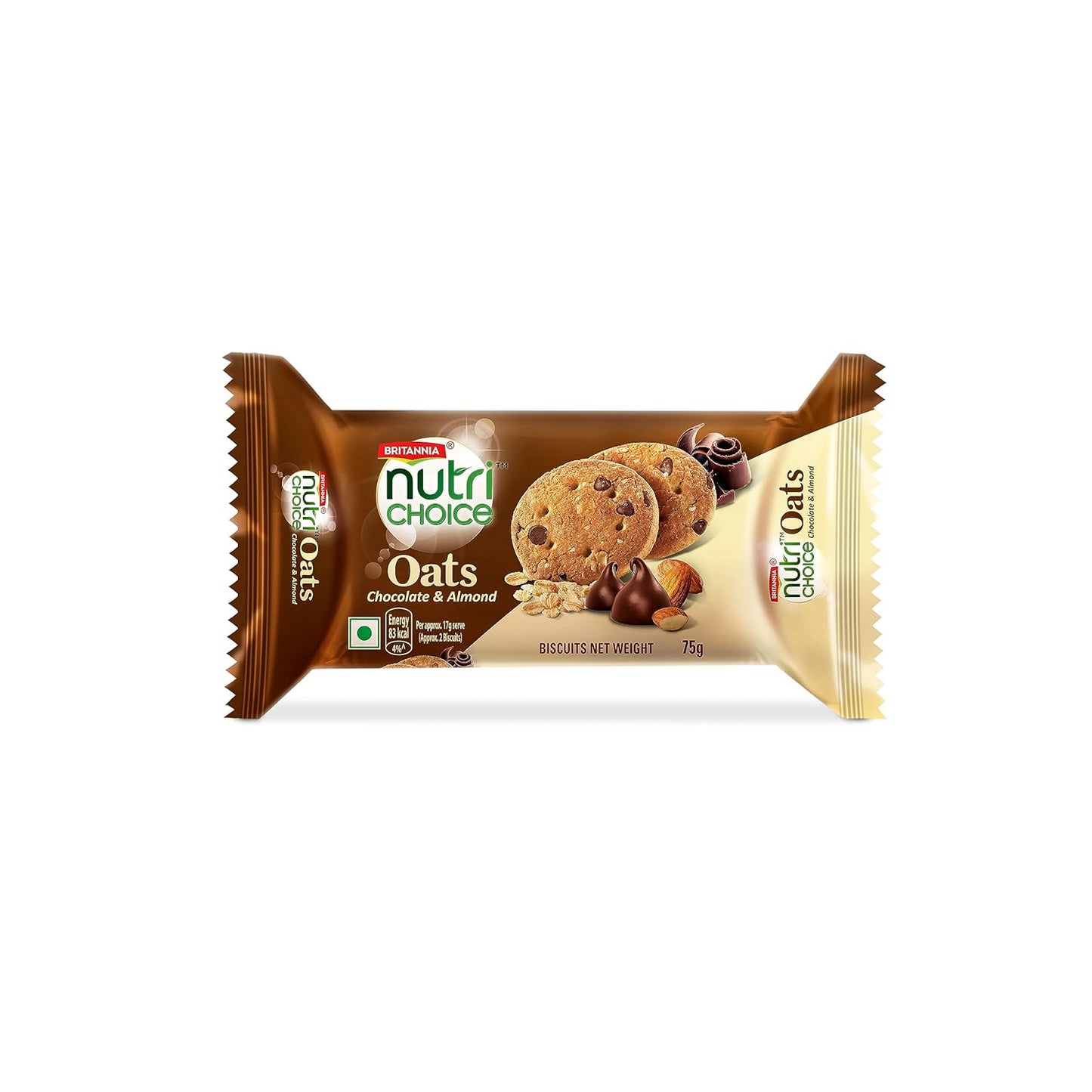 Britannia/ Nutri Choice/ Oats Chocolate & Almond Biscuits (75gm)