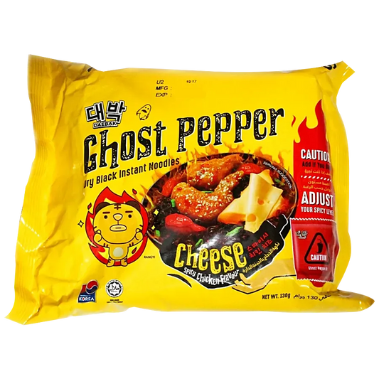 DAEBAK/ GHOST PEPPER DRY BLACK INSTANT NOODLES/ WITH CHEEESE/ NON-VEGETARIAN(130gm)