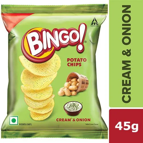BINGO/ CREAM & ONION POTATO CHIPS (50gm)