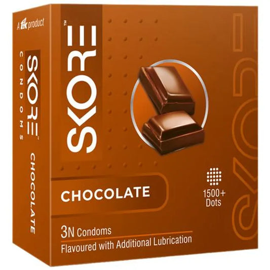 SKORE/ CHOCOLATE FLAVOURED CONDOMS/ FLAVOURED WITH ADDITIONAL LUBRICATION (PACK OF 3)