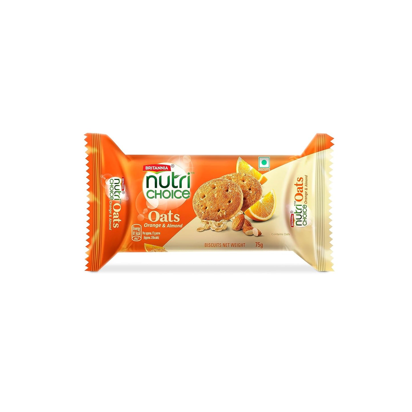 Britannia/ Nutri Choice/ Oats Orange & Almond Biscuits (75gm)