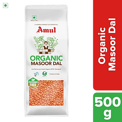 Amul/ Organic - Masoor Dal(500g) - Free  From Pesticides