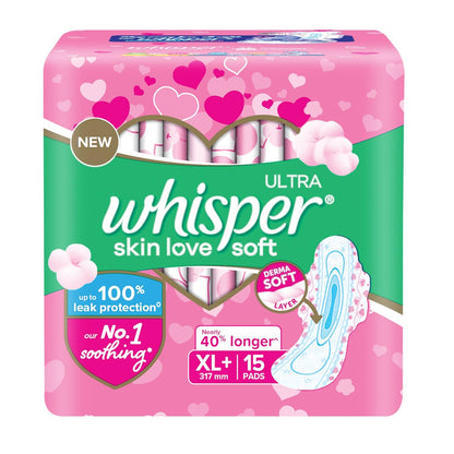 Whisper/ Ultra Soft XL+ (15 Pads) (Pink)