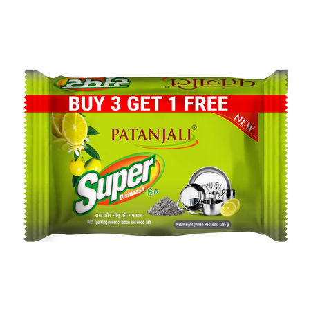 Patanjali / Super Dishwash Bar/ Buy 3 Get 1 Free (225gm x 4n)