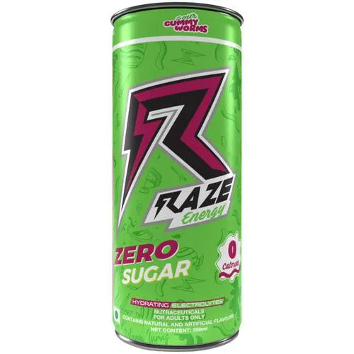 Raze Energy/ Sour Gummy Worms/ 0 Sugar 0 Calories(250ml)
