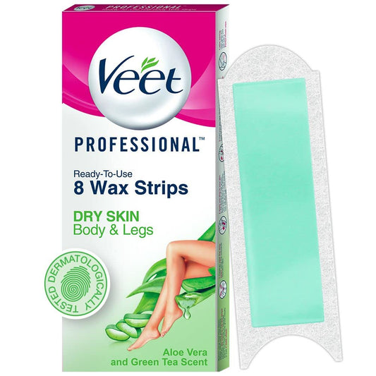 Veet/ Professional Ready-To-Used Half Body Wax Strip Alovera&amp; Green Tea Scent(8 4x2)