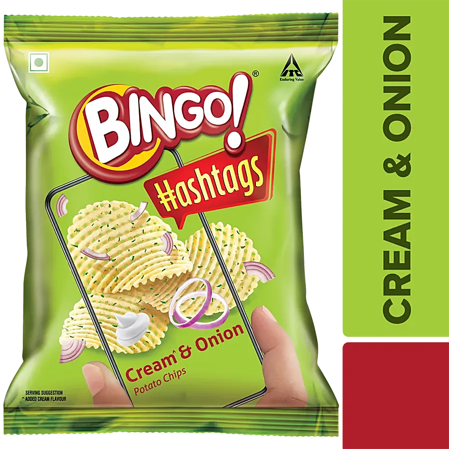 BIngo/ Hashtags Cream & Onion Potato Chips (22.5gm)