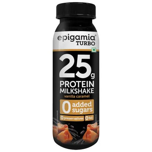 Epigamia/ Turbo 25gm Protein Milkshake-Vanilla Caramel(250ml) Zero Added Sugar