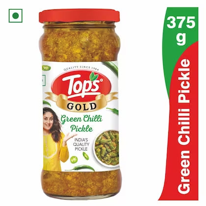 TOPS GOLD GREEN CHILLI PICKLE (375gm)