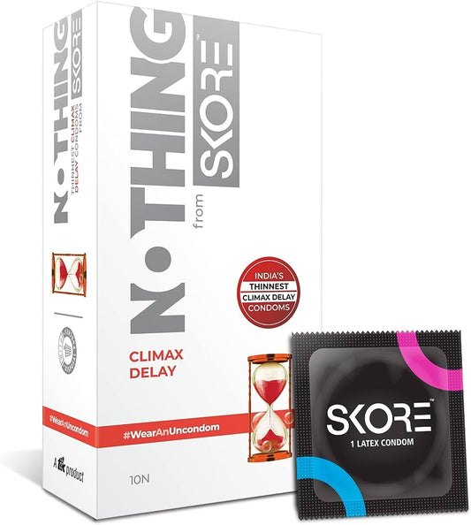 SKORE/ NOTHING CONDOMS/ CLIMAX DELAY/ INDIA S THINNEST CONDOM (PACK OF 10)