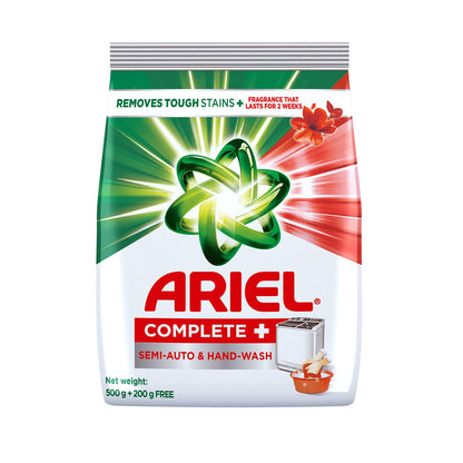Ariel/ Complete +/ Semi-Auto & Hand-Wash  Detergent (500gm + 200gm free)