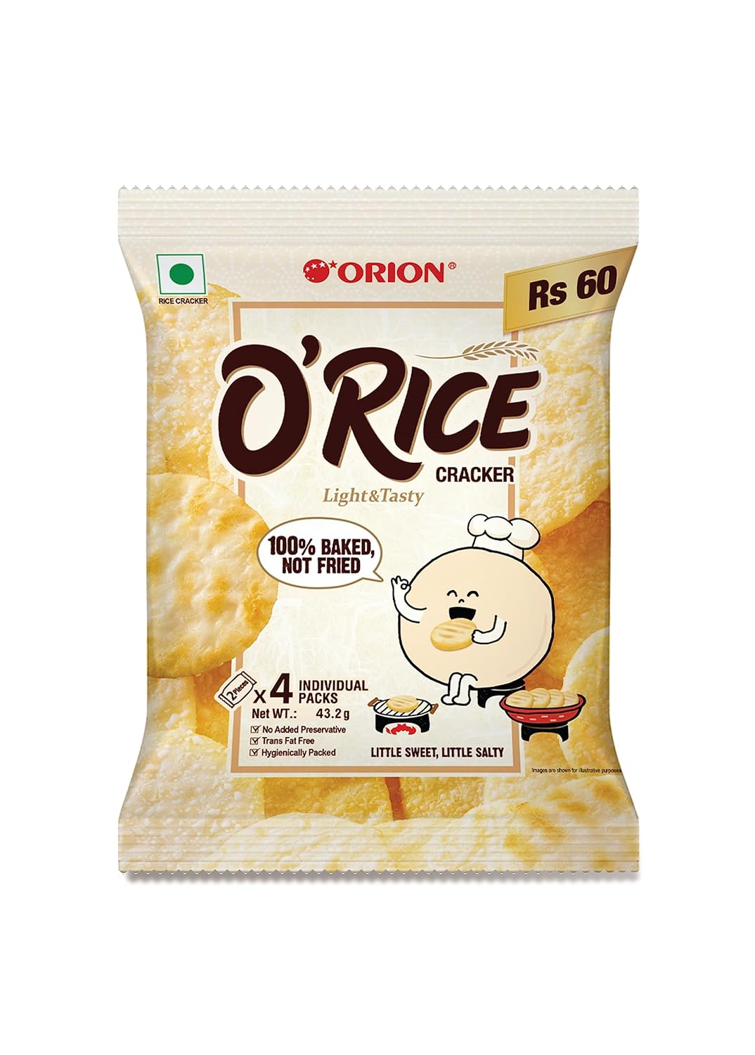 Orion/ O'Rice Cracker/ 100 Percent Baked (43.2gm)