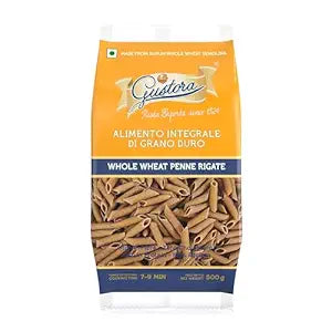 Gustora/ Whole Wheat Penne Rigate(500gm) - Made From Durum Whole Wheat Semolina