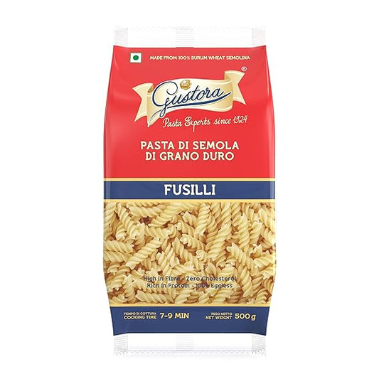 Gustora/ Fusilli(500gm) - Made From 100% Durum Wheat Semolina