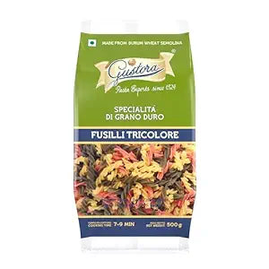 Gustora/ Fusilli Tricolore(500gm) - Made From Durum Wheat Semolina