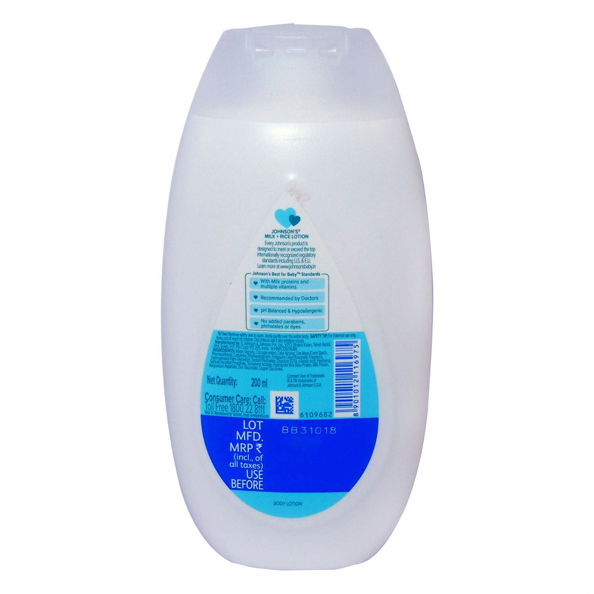 JOHNSONS MILK and RICE BABY LOTION 200ml