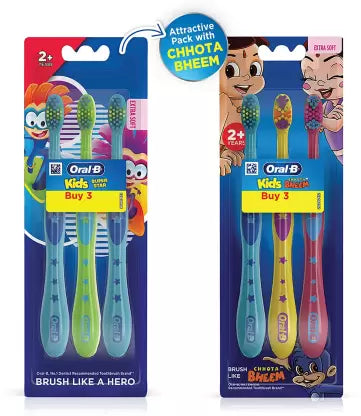 Oral-B/ Kids Chhota Bheem Tooth Brush/ Pack of 3(Extra Soft)