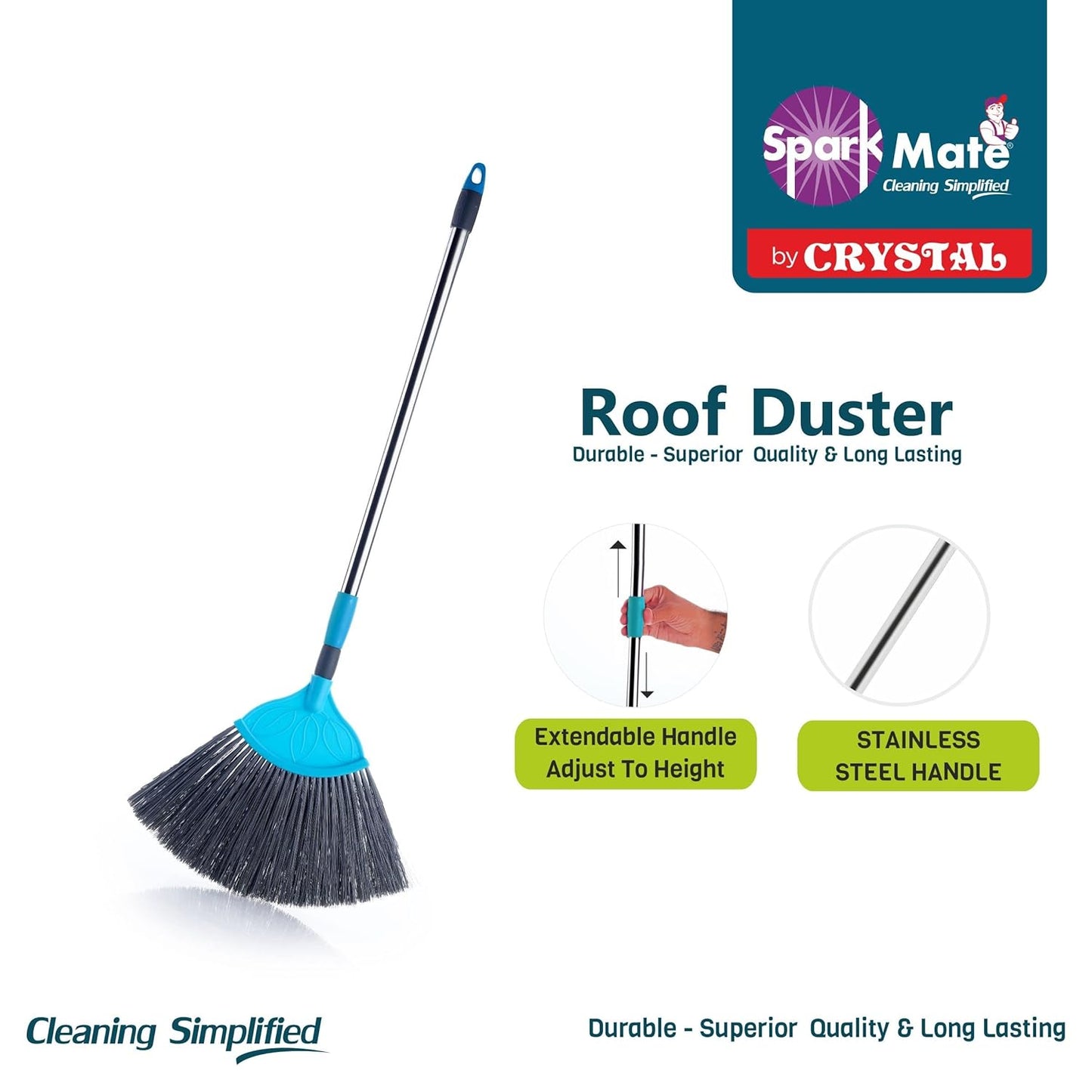 Spark Mate/ Roof Duster (1n) - by Crystal with Extendable Stainless Steel Handle