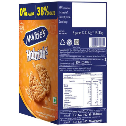 McVITIES HOBNOBS OAT &amp; WHOLEMEAL BISCUITS (154gm)