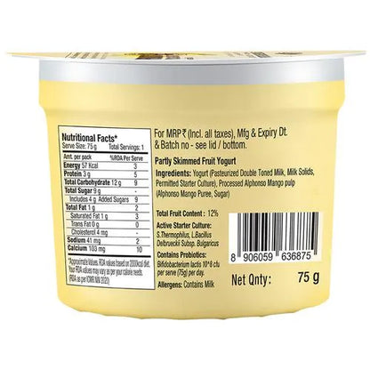 Epigamia/ Fruit Yogurt/ Alphonso Mango(75gm)