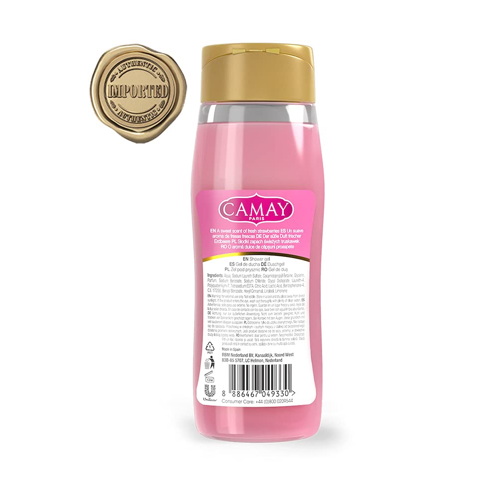 CAMAY PARIS CREME &amp; STRAWBERRY SHOWER GEL(with an sweet scent of fresh strawberries)(500ml)