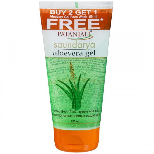 PATANJALI SAUNDARYA ALOEVERA GEL PACK OF 2 (150mlx2)(FREE ALOEVERA GEL FACEWASH 60ml)