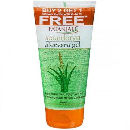 PATANJALI SAUNDARYA ALOEVERA GEL PACK OF 2 (150mlx2)(FREE ALOEVERA GEL FACEWASH 60ml)