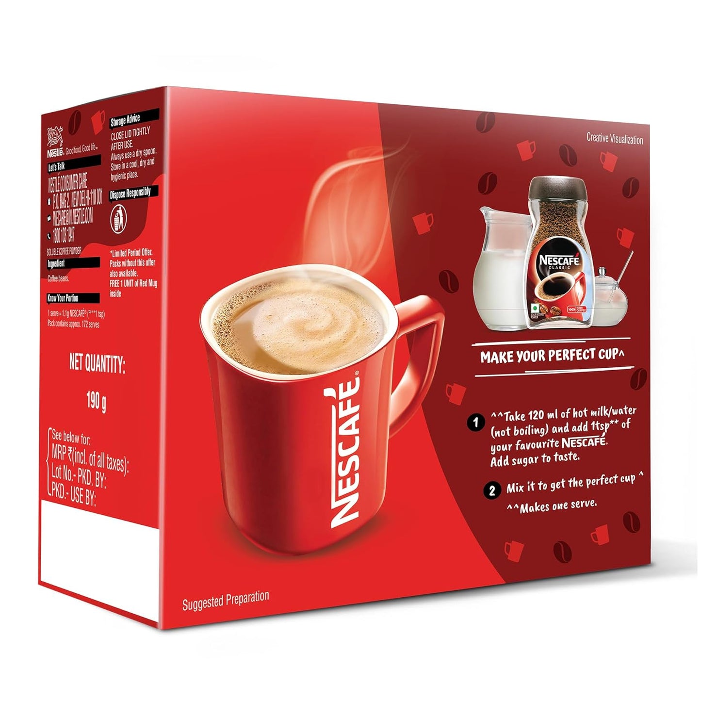 Nescafe/ Classic Coffee Jar/ Nescafe Red Mug Free (190gm