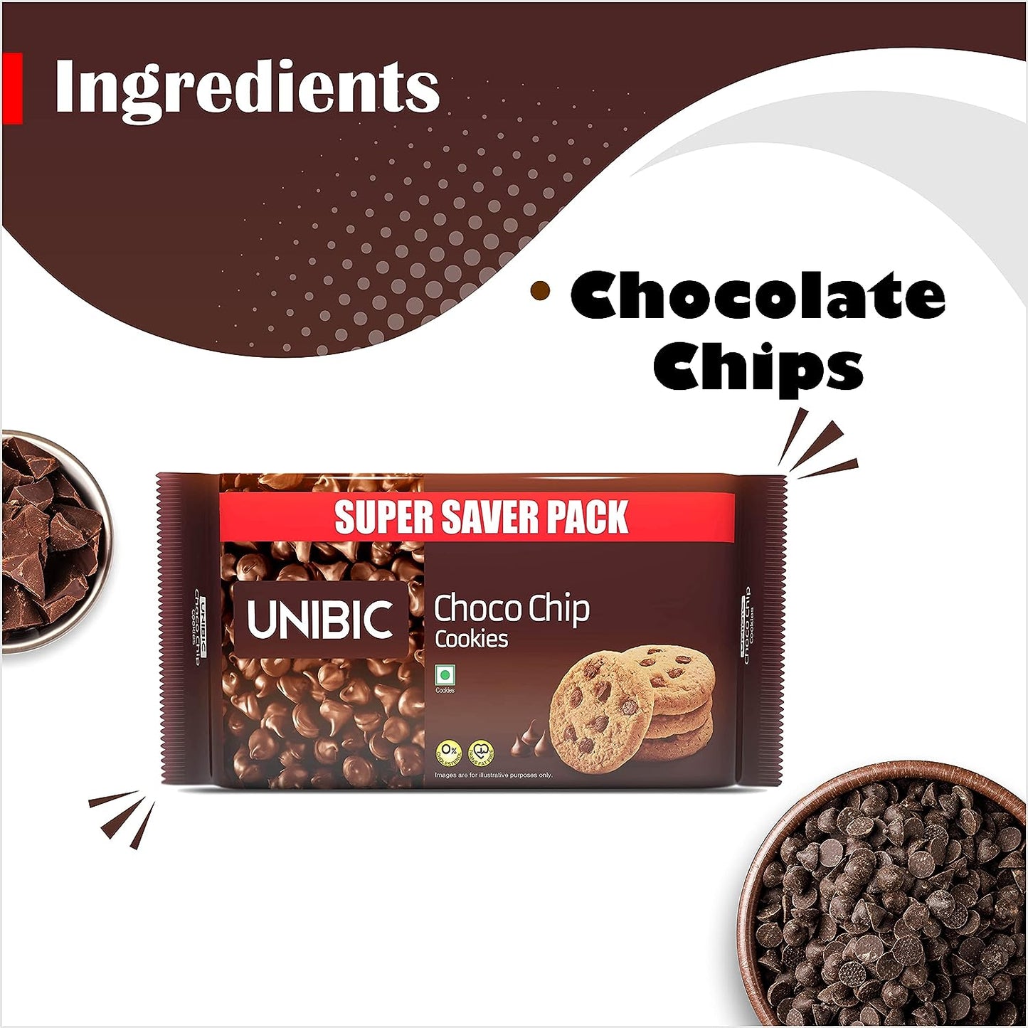 Unibic/ Choco Chip Cookies/ Super Saver Pack (5x100gm)
