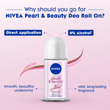 NIVEA PEARL &amp; BEAUTY DEODORANT ROLL ON (WITH PEARL EXTRACTS &amp; AVOCADO OIL)(50ml)
