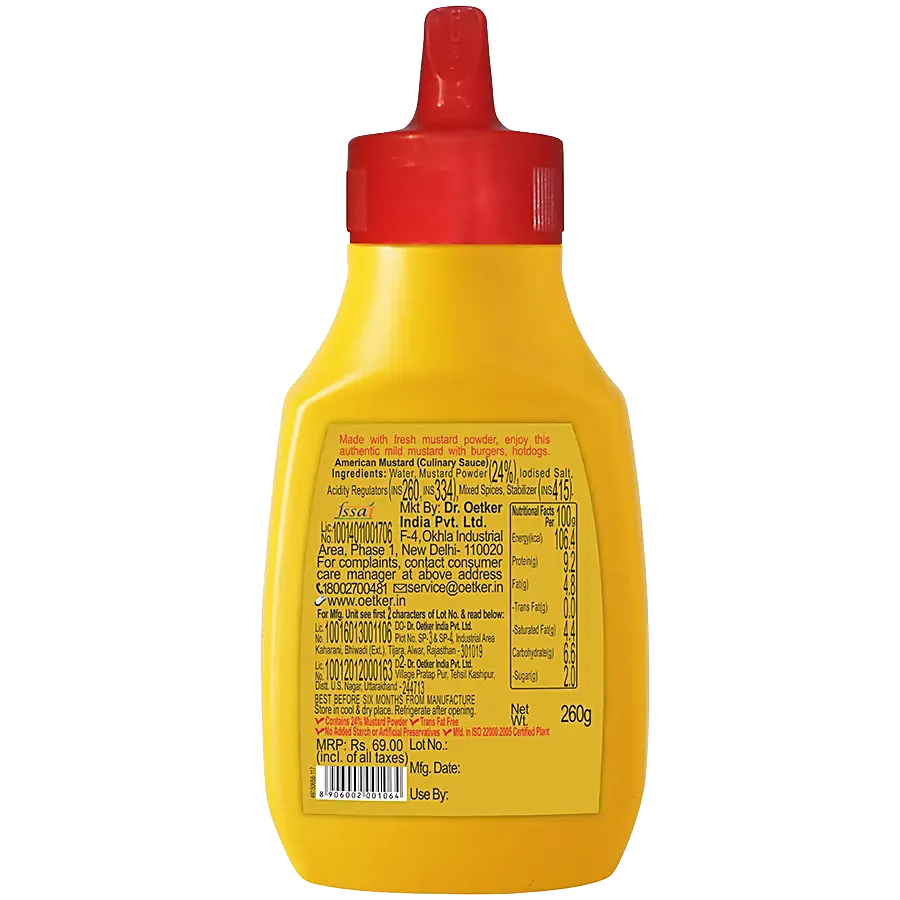 Dr. Oetker/ Funfoods/ American Mustard Culinary Sauce (260gm)