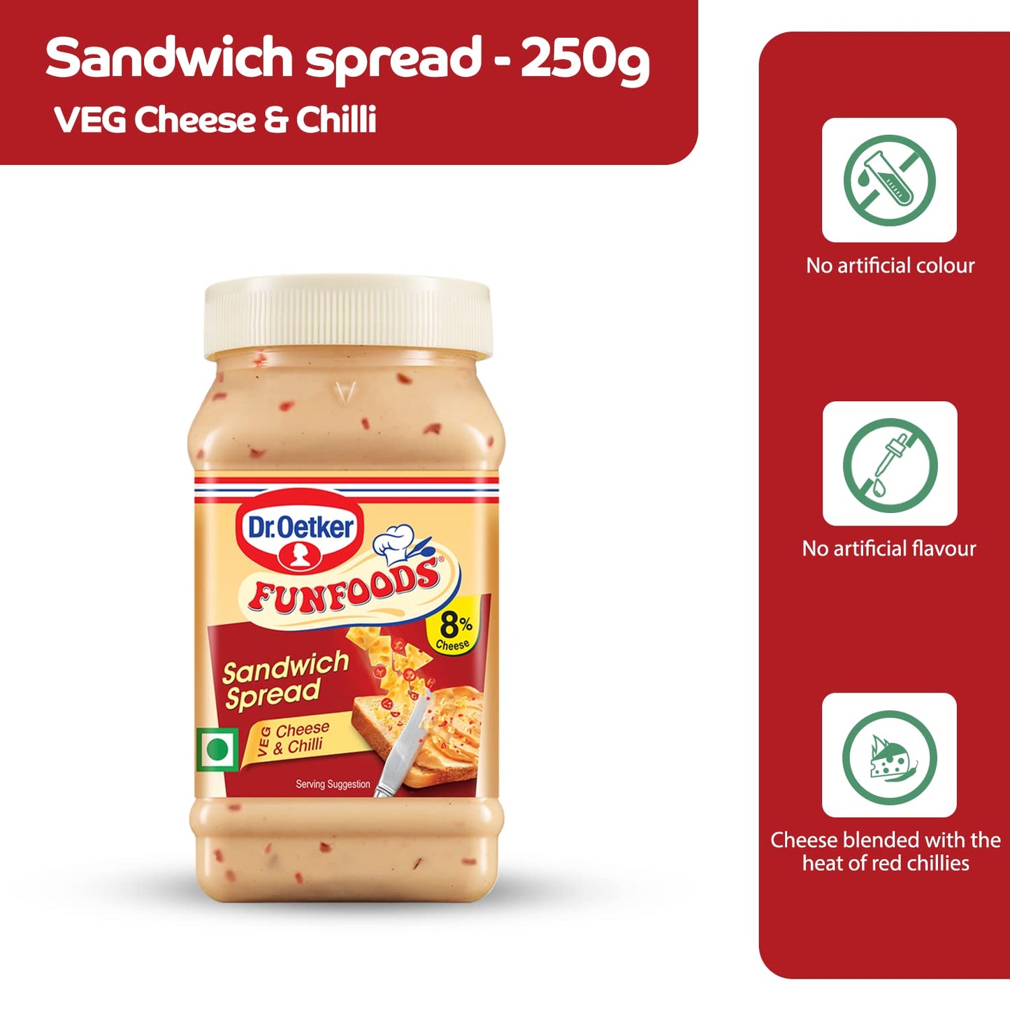 DR. OETKER FUNFOODS SANDWICH SPREAD VEG CHEESE AND CHILLI (250gm)
