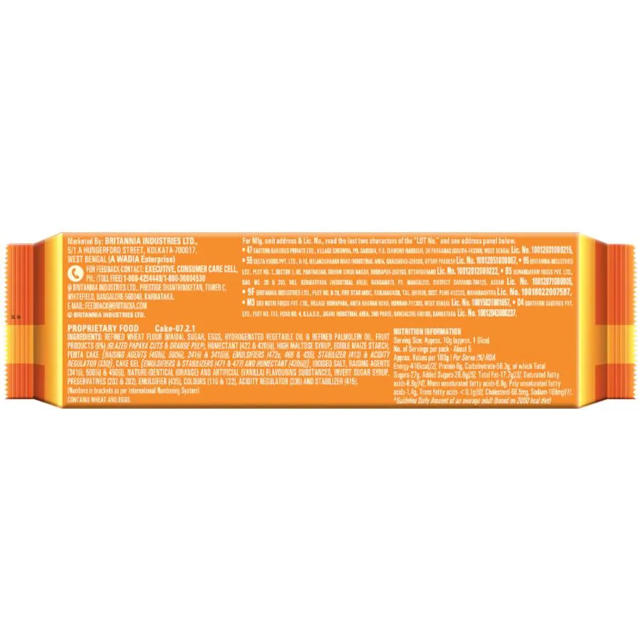 Britannia/ Gobbles Orange Bites Cake - Contains Egg(50gm)