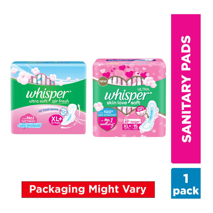 Whisper/ Ultra Soft XL+ (15 Pads) (Pink)