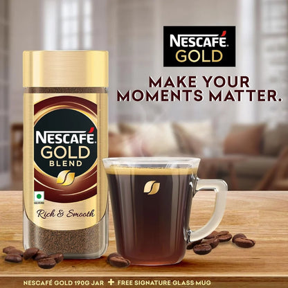 Nescafe/ Gold Blend/ Rich & Smooth Coffee (190gm) Free Signature Glass Mug