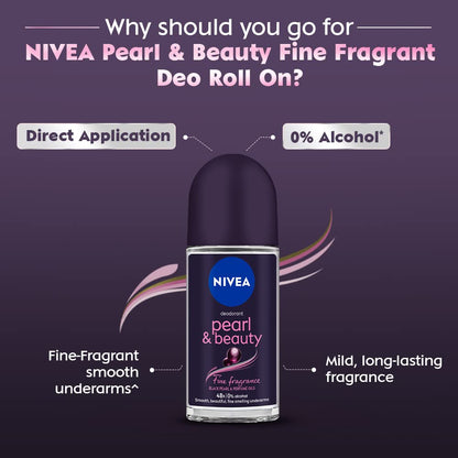 NIVEA PEARL &amp; BEAUTY DEODORANT ROLL ON (WITH BLACK PEARL &amp; PERFUME OIL)(50ml)